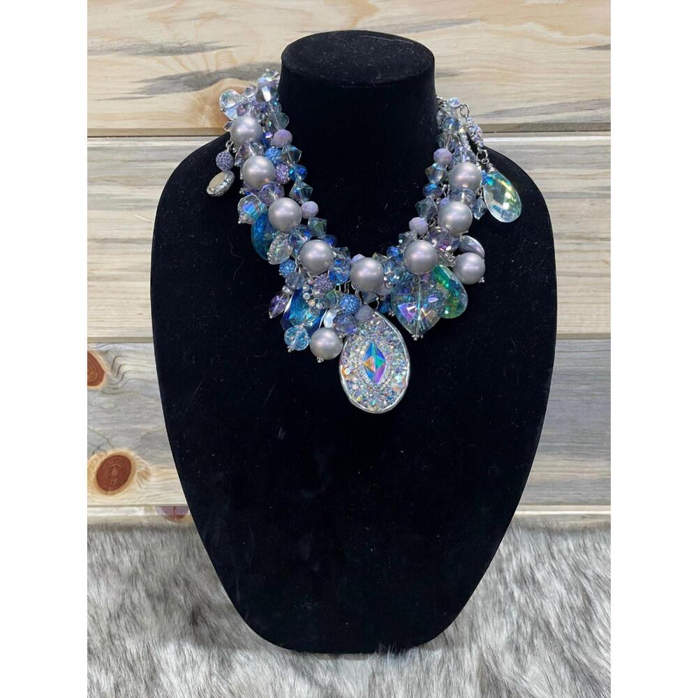 NEW ART BY AMY LABBE many crystals necklace in purple